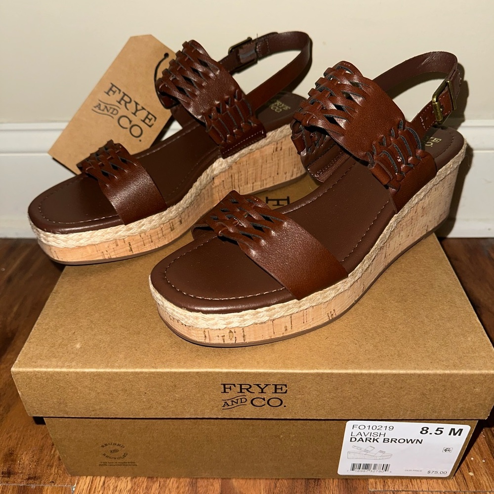 Frye and Co. Womens Lavish Wedge Sandals Dark Brown Size 8.5, Black 7.5 & 9. 5